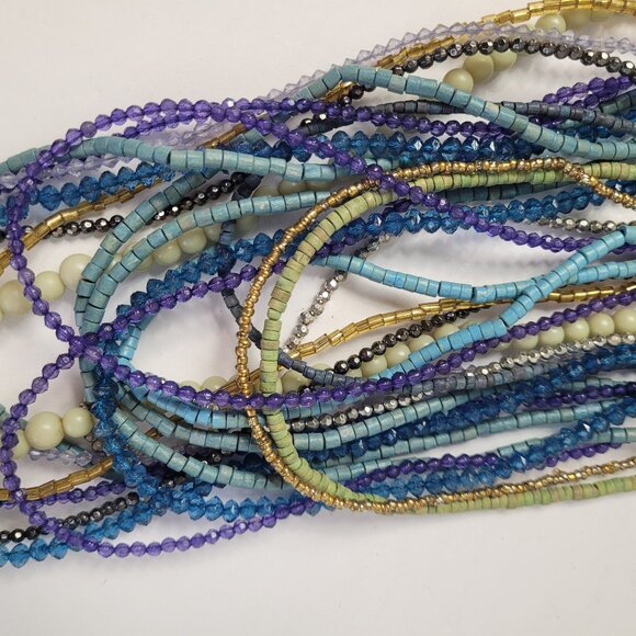 Necklace CHICO'S Multi-Strands Multi-Colors Beads Signed 17" BoHo Elegance - Picture 9 of 13